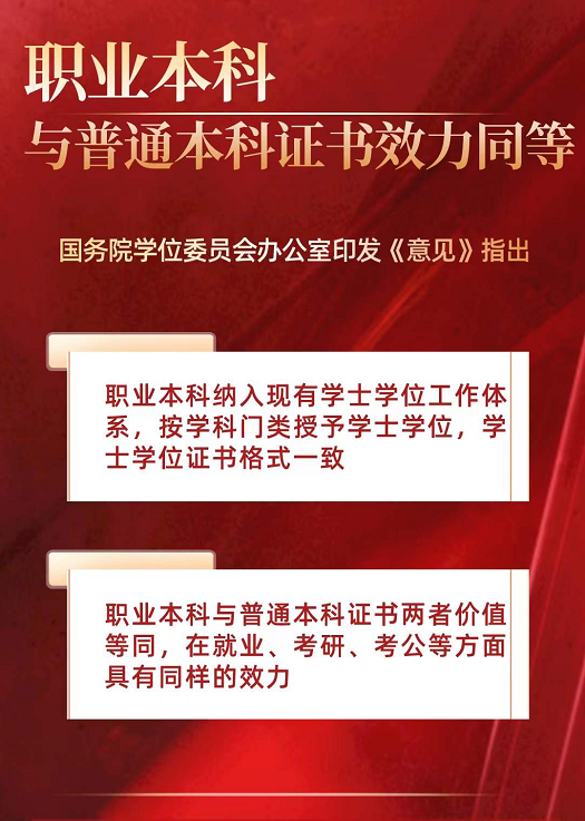 又一利好消息，教育部再發(fā)文：職業(yè)本科與普通本科證書效力同等！